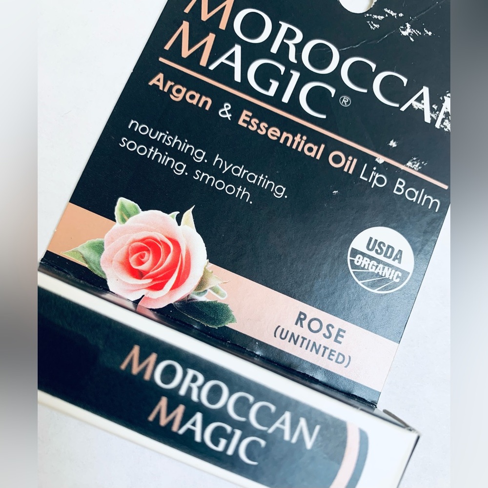 Moroccan Magic ROSE Argan & Essential Oil Infused Lip Balm Rose Organic untinted
